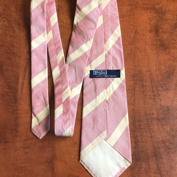 Pink/Cream silk Tie 🇨🇦 Polo By Ralph Lauren - Picture 6 of 8